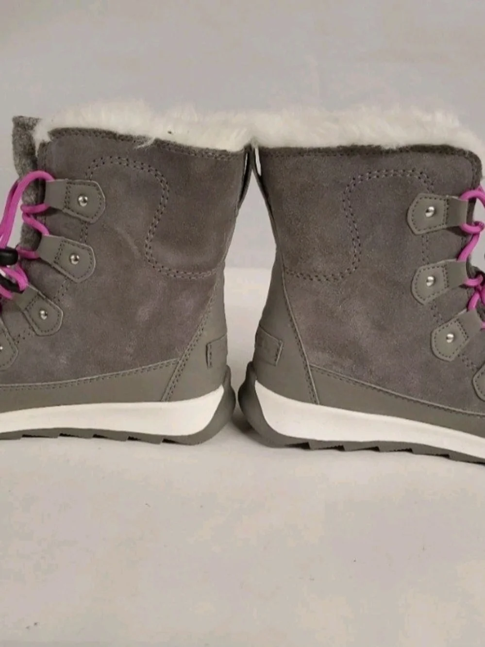 Sorel Youth Whitney II Joan Lace WP Waterproof Boots Grey Pink Size 5